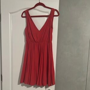 She + Sky Pink Pleated Mini Sundress V-Neck